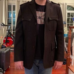 Cole Haan Wool Field Jacket w/ Leather Accent